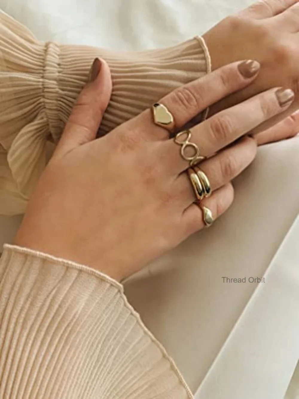 18k Gold Plated Adjustable Circle Ring CZ Stacking Knuckle Rings Fashion Jewelry